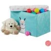 Relaxdays Boîte De Rangement Pour Jouets, Couvercle, Coffre à Jouets, Pliable, Garçons & Filles, 33L, Lama, Turquoise