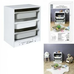 JARDIRICODECO Meuble De Rangement Enfant Tidy 3 Bacs