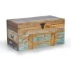 Coffre En Bois Recyclé Multicolore - Longueur 80 X Profondeur 40 X Hauteur 40 Cm -PEGANE-