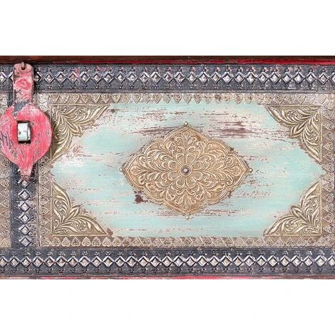 Coffre De Rangement En Bois De Manguier Coloris Rose Vieilli - Longueur 116 X Profondeur 40 X Hauteur 45 Cm -PEGANE- – Image 4