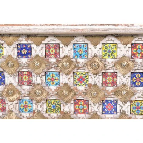 Coffre De Rangement En Bois De Manguier Coloris Blanc Vieilli - Longueur 80 X Profondeur 40 X Hauteur 46 Cm -PEGANE- – Image 3