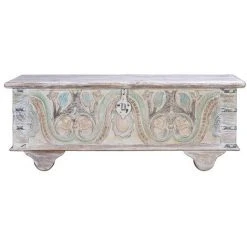 Coffre De Rangement En Bois De Manguier Multicolore - Longueur 116 X Profondeur 40 X Hauteur 45 Cm -PEGANE-