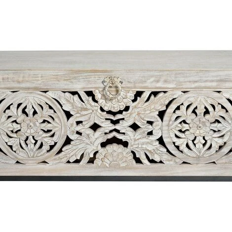 Coffre De Rangement En Bois De Manguier / Fer Coloris Gris Vieilli - Longueur 116 X Profondeur 40 X Hauteur 50 Cm -PEGANE- – Image 3