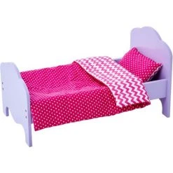 TEAMSON KIDS Petite Princesse Lit De Poupée 45 Cm Violet Et Linge Chevron Moderne TD-11929-1G - Rose