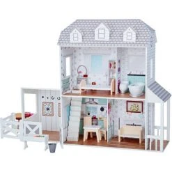TEAMSON KIDS Grande Maison De Poupée Ferme 14 Accessoires Meubles De Poupée Gris Blanc Enfant Olivia's Little World Dreamland TD-12901A - Gris