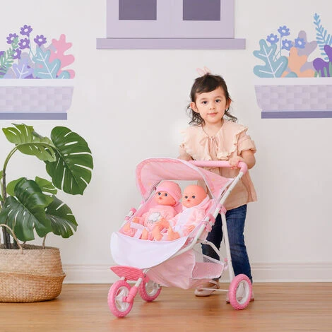 TEAMSON KIDS Olivia's Little World Double Poussette De Poupées Rose 'Twinkle Stars' OL-00012 - Rose – Image 3