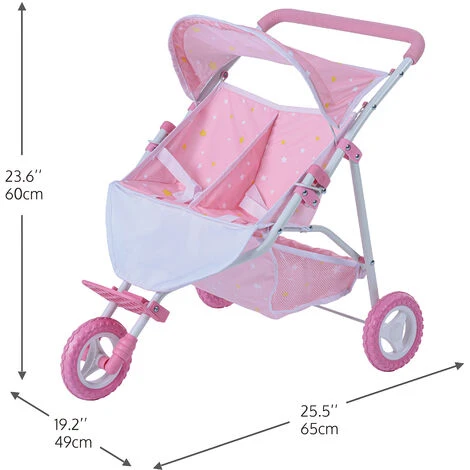 TEAMSON KIDS Olivia's Little World Double Poussette De Poupées Rose 'Twinkle Stars' OL-00012 - Rose – Image 5