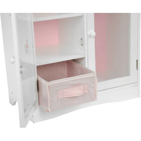 TEAMSON KIDS Armoire Poupée Poupon Little Princess Penderie Dressing Meuble Bois Jeu TD-0210A - Blanc – Image 5