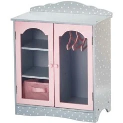 TEAMSON KIDS Armoire Dressing Avec Placards De Rangement Pour Poupée Ou Poupon Jouet Olivias Little World TD-0210AG - Rose