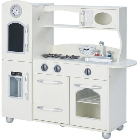 Cuisine De Jeu Enfant Dinette En Bois Blanche Fille Garçon Mixte Teamson Kids TD-11414W - Blanc