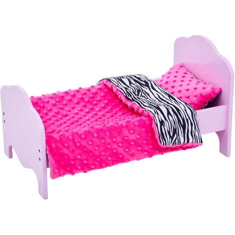 TEAMSON KIDS Petite Princesse - Lit Simple De Poupée De 45 Cm Rose Et Linge Zèbre TD-11929-1E - Rose – Image 3