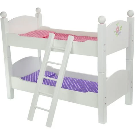 TEAMSON KIDS Lit Superposé Bois Poupée Poupon Little Princess Mobiler Accessoire TD-0095A - Blanc