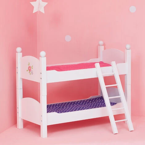 TEAMSON KIDS Lit Superposé Bois Poupée Poupon Little Princess Mobiler Accessoire TD-0095A - Blanc – Image 3