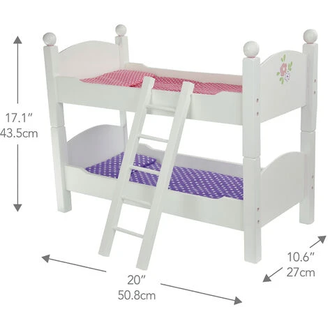 TEAMSON KIDS Lit Superposé Bois Poupée Poupon Little Princess Mobiler Accessoire TD-0095A - Blanc – Image 4
