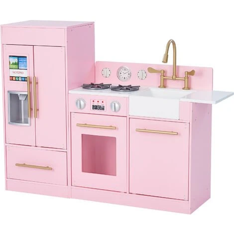 Teamson Kids - Cuisine Enfant Dînette Machine à Glace Frigo Rose (2 Pièces) TD-12302P - Rose