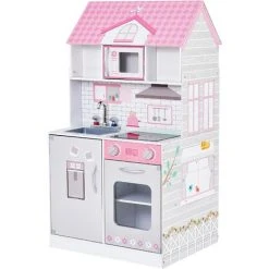Jeu De Cuisine Enfant Dinette 2 Façades 2 En 1 En Bois Rose Gris Wonderland Ariel Teamson Kids TD-12515P - Rose