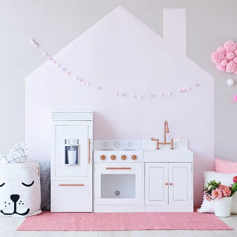 TEAMSON KIDS Grande Cuisinière De Jeu Rose Doré En Bois Pour Enfant Teamson TD-12863R - Blanc – Image 4