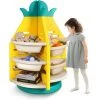 Yoleo étagère Pour Jouets, 3 étage Bibliothèque Pour Enfants, Forme D'ananas, Support De Rangement Rotatif，étagère De Rangement Enfant Pour Jouets Et Livres, Pour Chambre D'enfant, Ronde -Rotatif