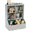 GOPLUS Bibliothèque Multifonctionnelle Pour Enfants à 3 Niveaux,Armoire De Rangement Pour Jouets Pour Enfants,Commode De Rangement,Meuble De Rangement, Cabinet De Stockage 67x40x88CM (Gris)