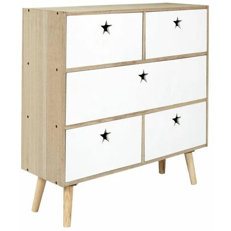Paris Prix - Commode 5 Tiroirs Enfant "like A Star" 70cm Blanc