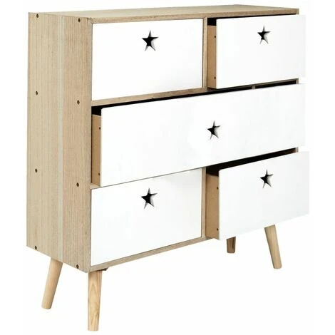 Paris Prix - Commode 5 Tiroirs Enfant "like A Star" 70cm Blanc – Image 3