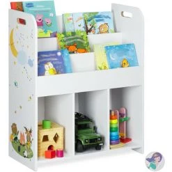 Relaxdays Etagère Enfants, Jouets Et Livres, Garçonnets Et Fillettes, Motif Feu , étagère De Jouets, PB, 75x62x29 Cm,