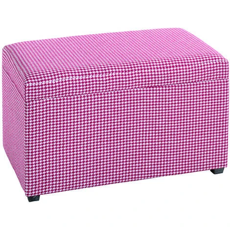 Coffre De Rangement En MDF Et Tissu Coloris Rouge-blanc - Longueur 65 X Hauteur 42 X Profondeur 40 Cm -PEGANE-