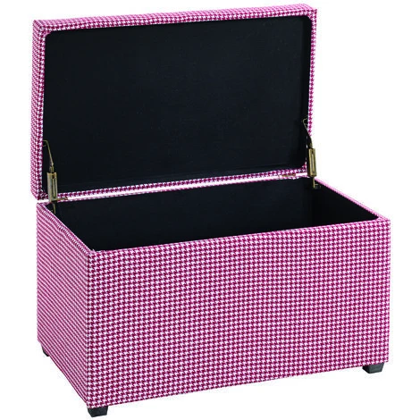 Coffre De Rangement En MDF Et Tissu Coloris Rouge-blanc - Longueur 65 X Hauteur 42 X Profondeur 40 Cm -PEGANE- – Image 5