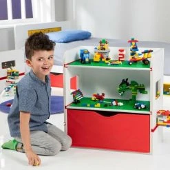 MOOSE TOYS Room 2 Build Étagere De Chevet Pour Enfant Avec Rangement, Avec Accessoires Pour Réaliser Des Constructions Avec Des Briques