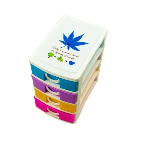 MEDIA WAVE STORE ® 391600 Mini Tour De Rangement Multicouleur 4 Tiroirs WELKHOME 9x13x15 Cm – Image 3