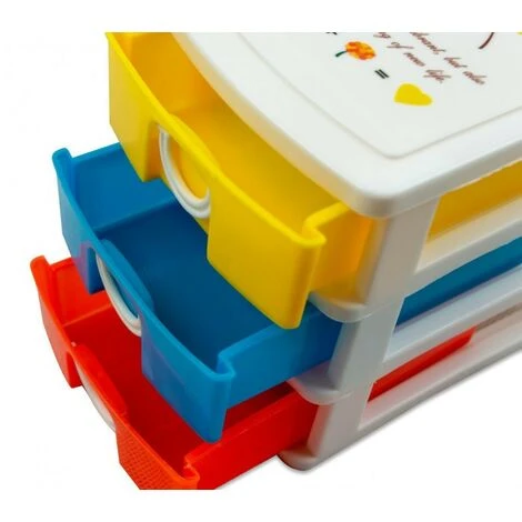 MEDIA WAVE STORE ® 391594 Mini Tour De Rangement Multicouleur 3 Tiroirs WELKHOME 9x13x11.5 Cm – Image 3