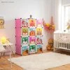 WYCTIN Hofuton Meuble Rangement Enfant Avec Motifs D'animaux, Support De Rangement, Armoires Etagères Plastiques, Armoire De Rangement Bricolage (Rose)
