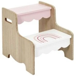 THE HOME DECO KIDS Marchepied Enfant En MDF Kidsroom Arc En Ciel Rose - Rose