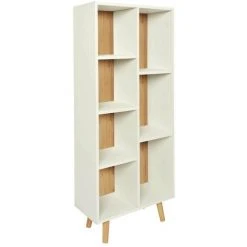 THE HOME DECO KIDS Bibliothèque Enfant 7 Niches Suzanne Beige - Blanc