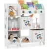 COSTWAY Meuble De Rangement Pour Enfant, Thème Océan, Étagère De Rangement Pour Jouets Et Livres, Avec 2 Tiroirs En Tissu (Model 1)