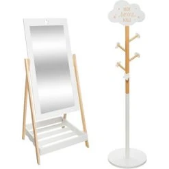 WELLHOME Ensemble De Miroir En Bois + Perchero Child Cloud Well Home