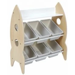 TOILINUX Meuble De Rangement Fusée 6 Bacs Et 1 étagère - Longueur 63,3 Hauteur 71,5 Profondeur 29,5cm - Beige