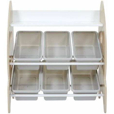 TOILINUX Meuble De Rangement Fusée 6 Bacs Et 1 étagère - Longueur 63,3 Hauteur 71,5 Profondeur 29,5cm - Beige – Image 3