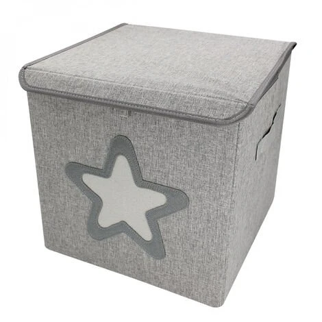 MONSIEUR BÉBÉ Lot De 2 Boites De Rangement, Coffre à Jouets Pour Enfant Avec Couvercle - 33 X 33 X 33 Cm - Gris Étoile - Monsieur Bébé - Gris