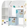 HELLOSHOP26 Étagère De Rangement Pour Jouets Enfant Et Livres Meuble De Rangement Multifonctionnel Avec 2 Tiroirs En Tissu Thème Planètes Pour Salle De Jeux Chambre Enfant 100 Cm Salon Blanc - Blanc