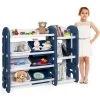 RELAX4LIFE Étagère De Rangement Avec 6 Paniers Amovibles Et Hauteur Raisonnable, Étagère Pour Livres Et Jouets Avec Bord Arrondi Et Surface Lisse, Meuble De Rangement, Bon Cadeau Pour Enfants (Bleu)