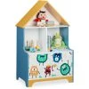 Relaxdays Étagère Enfants, 5 Compartiments à Jouets, Motif Monstres, Commode Enfants, HxLxP: 100x63,5x40 Cm, Multicolore