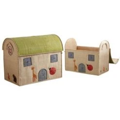 AUBRY GASPARD Coffres à Jouets "Maison" (Lot De 2) Multicolore - Naturel Et Anis