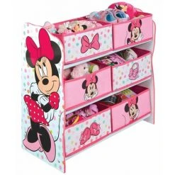Meuble De Rangement Enfant Avec 6 Bacs, Rose Motif Minnie Mouse - Dim : H 60 X L 63,5 X P 30 Cm -PEGANE-