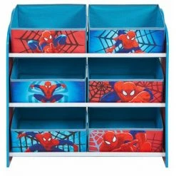 Meuble De Rangement Enfant, 6 Bacs, Motif Spiderman - Dim : H60 X L63,5 X P30 Cm -PEGANE-