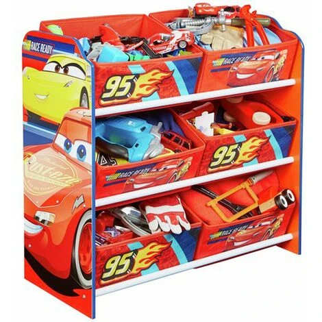 Meuble De Rangement Enfant Avec 6 Bacs Motif Disney Cars - Dim : H60 X L63,5 X P30 Cm -PEGANE-