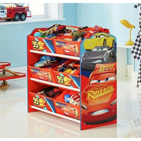 Meuble De Rangement Enfant Avec 6 Bacs Motif Disney Cars - Dim : H60 X L63,5 X P30 Cm -PEGANE- – Image 2