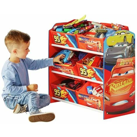 Meuble De Rangement Enfant Avec 6 Bacs Motif Disney Cars - Dim : H60 X L63,5 X P30 Cm -PEGANE- – Image 3