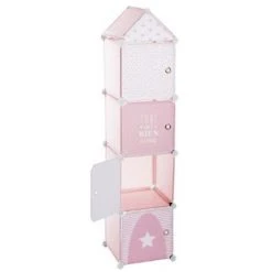 Colonne De Rangement Coloris Rose En Polypropylène - Dim : L34x L140 X H32 Cm - PEGANE -