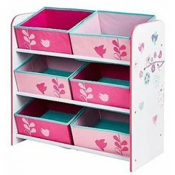 Meuble De Rangement Enfant Avec 6 Bacs, Coloris Rose - Dim : H 60 X L 63,5 X P 30 Cm -PEGANE-